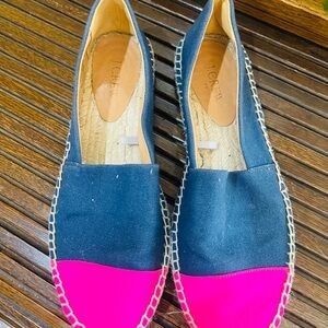 J. Crew‎ Vibrant Pink and Navy Espadrilles